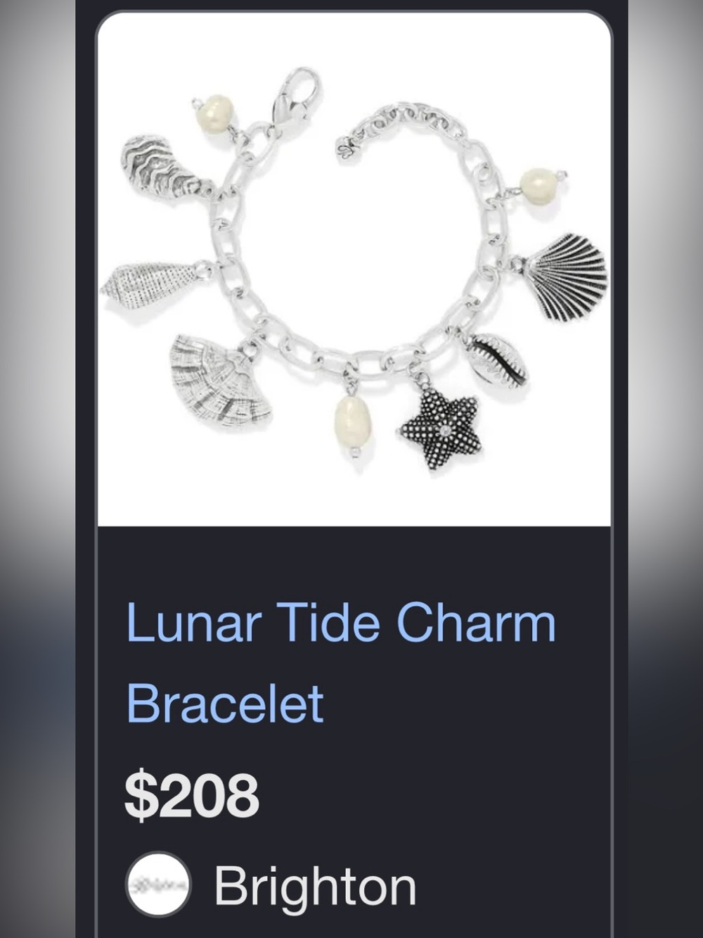 🆕🌙🧜‍♀️Brighton LUNAR TIDE Silver PEARL Seashell Charm Bracelet!